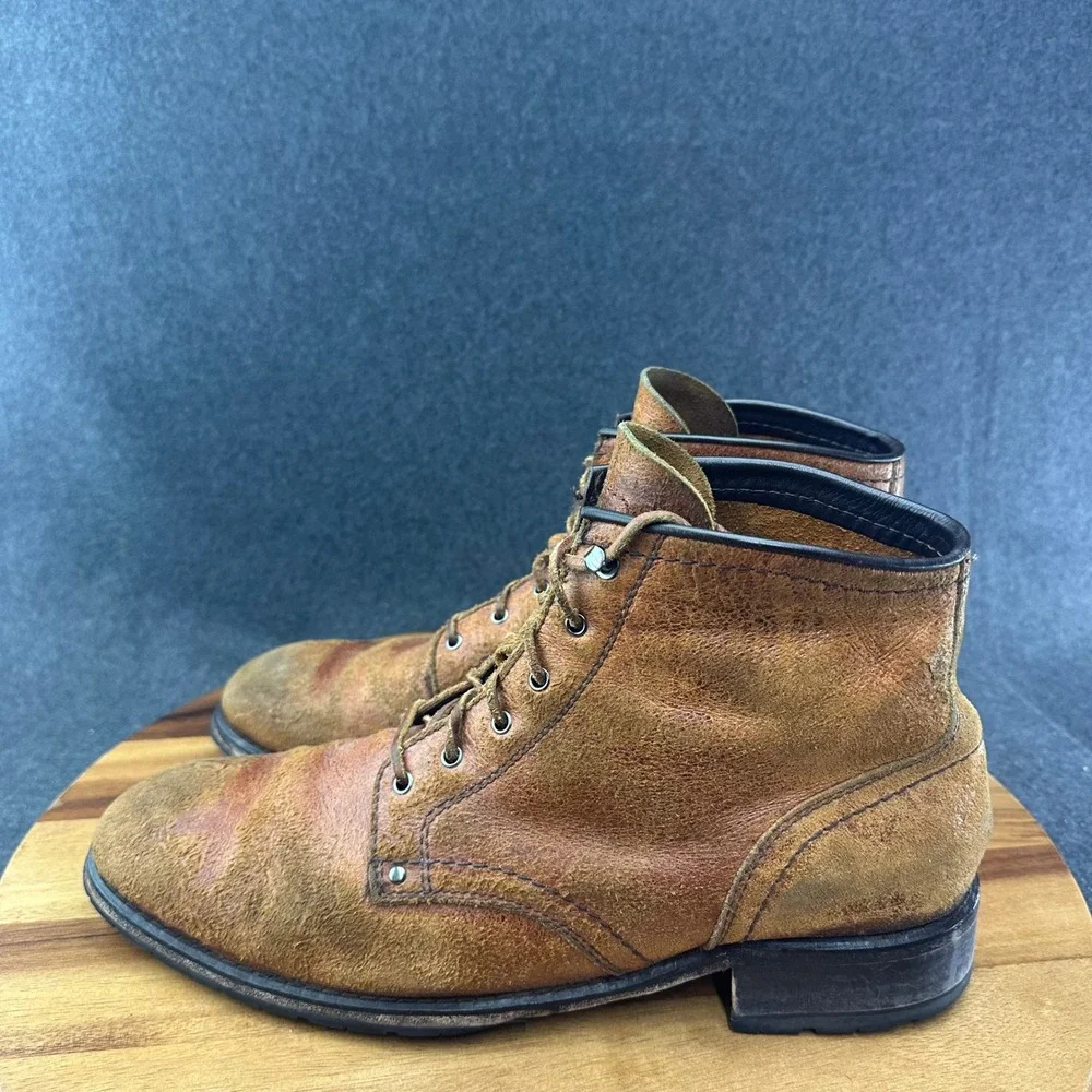 Cole Haan Brown Roughout Service Lace Boots Vibram Sole Mens 13